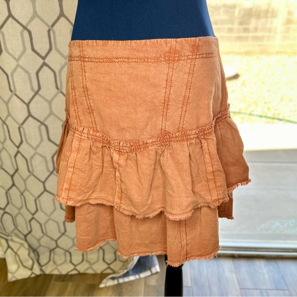 Free People Petrichor Rust Orange Ruffles in The Sand Mini Skirt - Picture 7 of 14